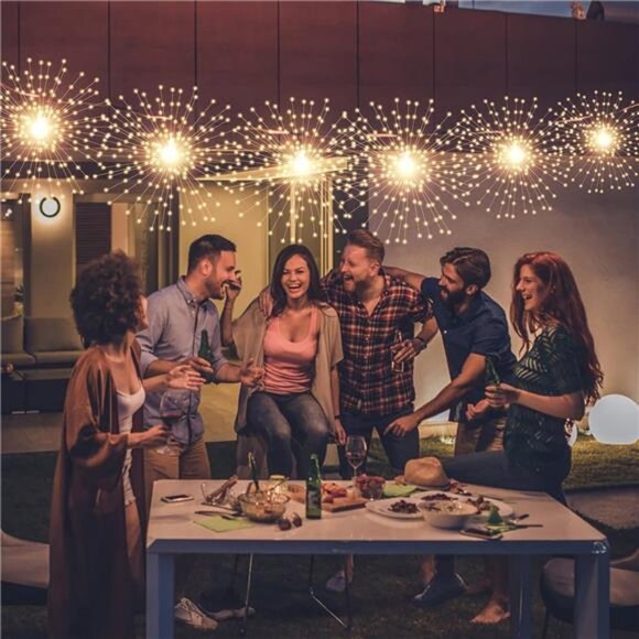 200LED Hanging Sphere Lights, Battery Operated Starburst Lights, 8 Modes - Picture 3 of 8